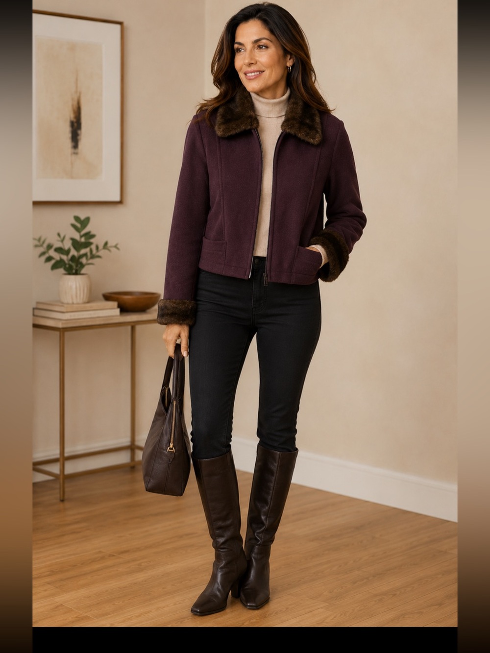 Woman jacket L brown color